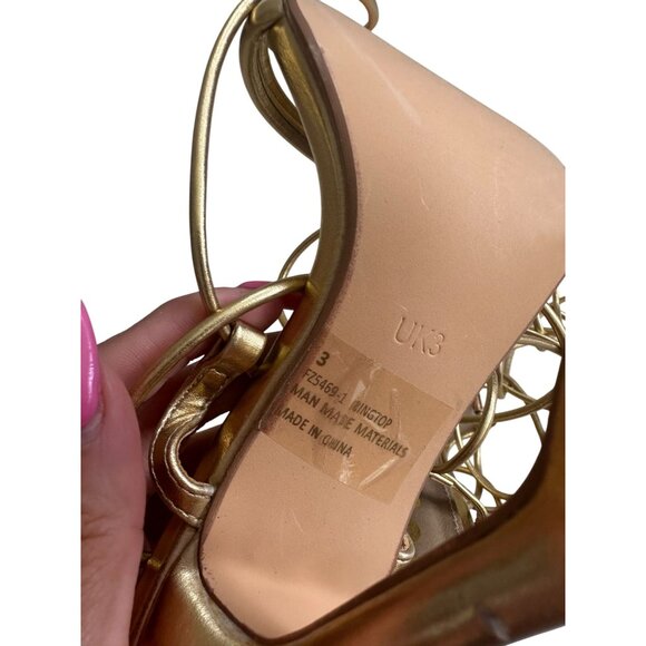 EGO Gold Lace Up Martini Heels Size US 5 / UK 3 - Picture 9 of 9